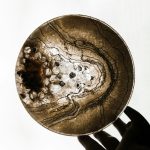 Masse ronde brune et blanche, texture cireuse — étapes d'extraction en parfumerie — Noble Essence